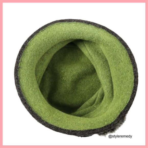 100% Wool Vintage Winter Beret Bucket Hat